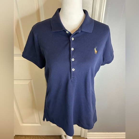 Ralph Lauren Tops - 💙Ralph Lauren Navy Polo Shirt w/ Embroidered Logo and Button Front Size L💙